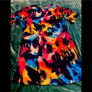Very colorful t shirt dress.